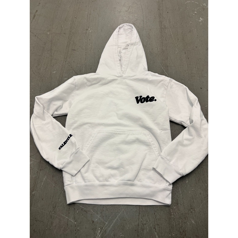Talentless Vote Hoodie Womens Small White Graphic 100% Cotton Fleece Performance